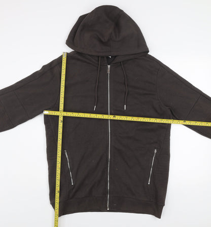 ZARA Men’s Black XL Hoodie Jacket Full Zip Cotton Blend Casual