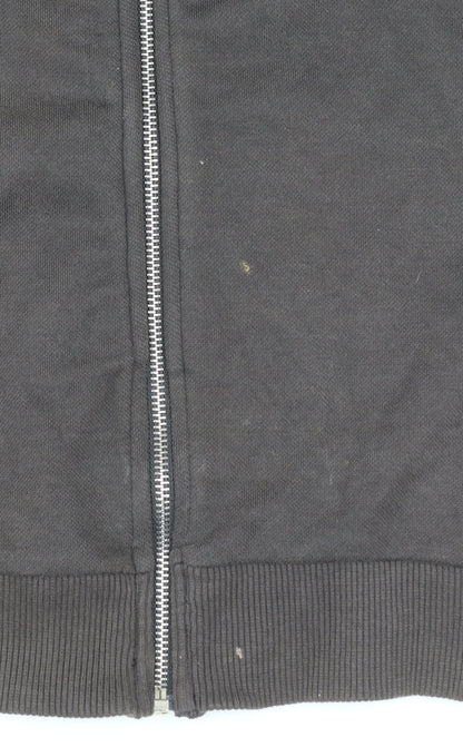 ZARA Men’s Black XL Hoodie Jacket Full Zip Cotton Blend Casual