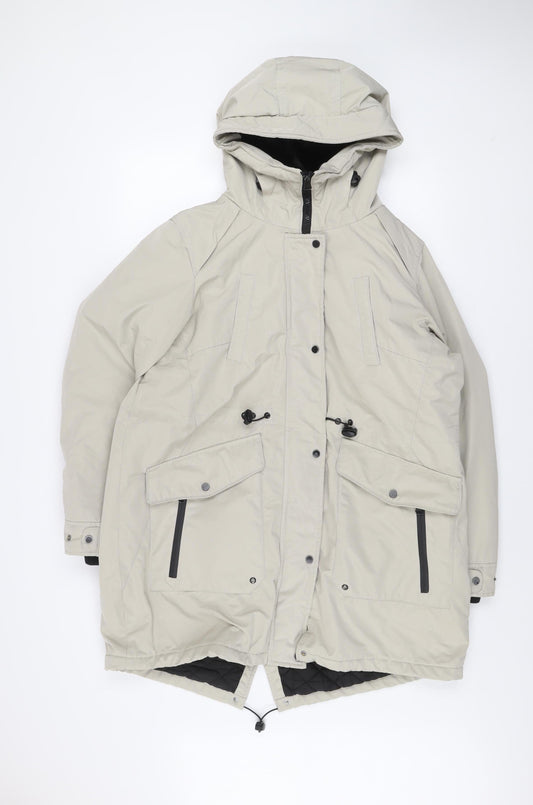 C&A Women’s Beige Long Hooded Parka Jacket Size 16 Winter Coat