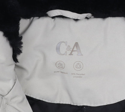 C&A Women’s Beige Long Hooded Parka Jacket Size 16 Winter Coat