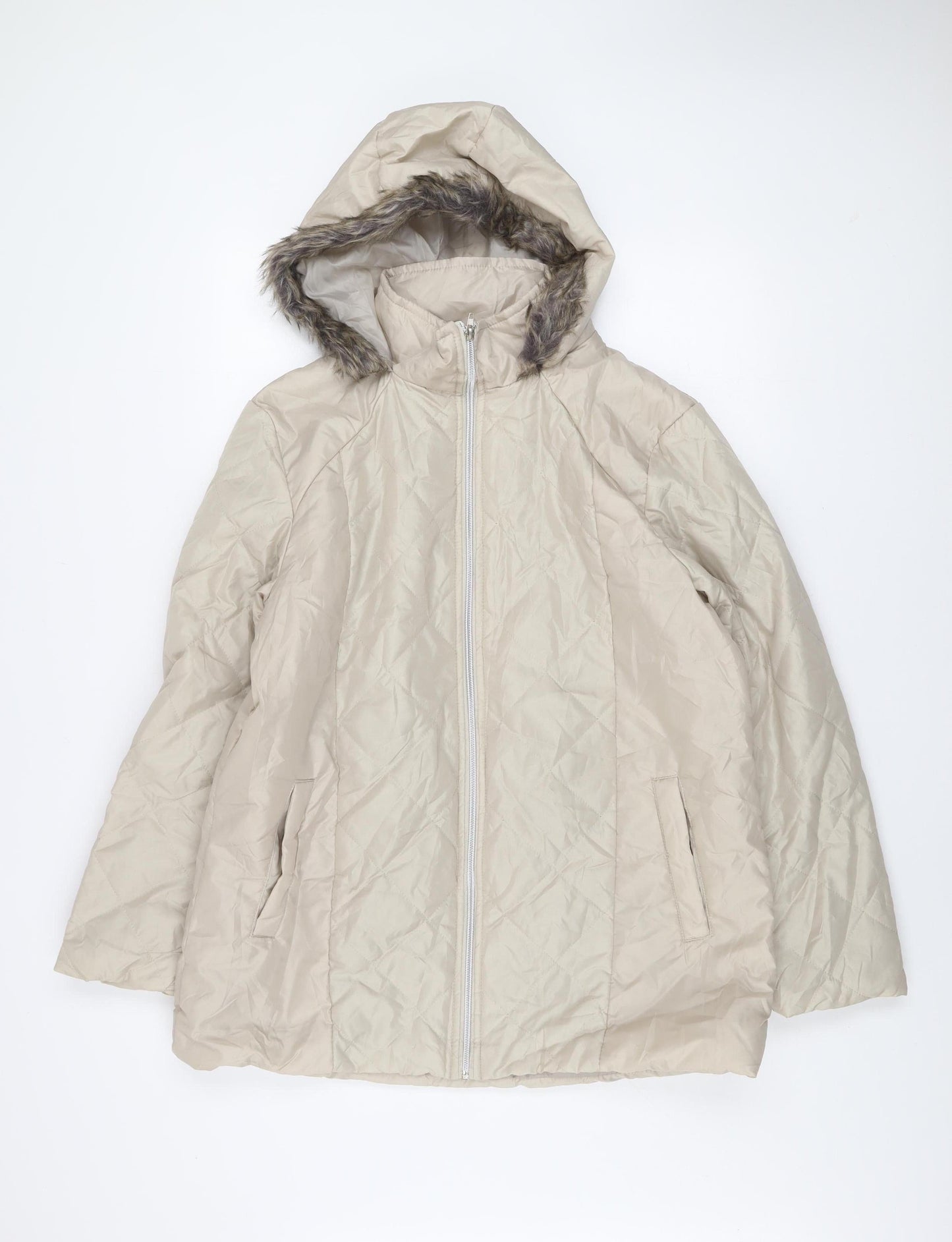 Womens UK Size M Anne De Lançay Beige Puffer Jacket