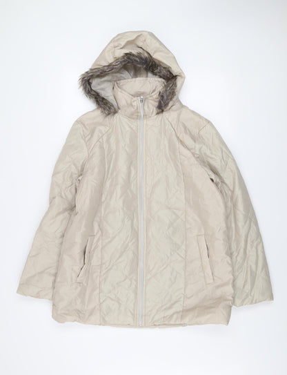 Womens UK Size M Anne De Lançay Beige Puffer Jacket