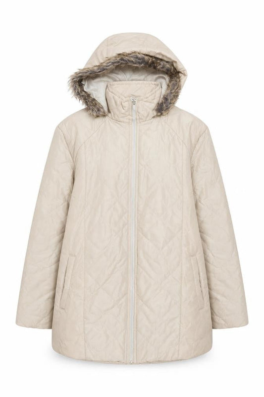 Womens UK Size M Anne De Lançay Beige Puffer Jacket