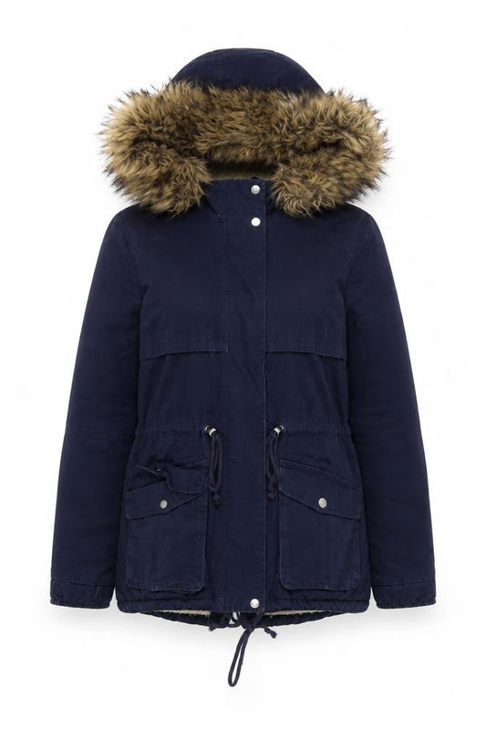 Womens UK Size 10 H&M Blue Parka Coat