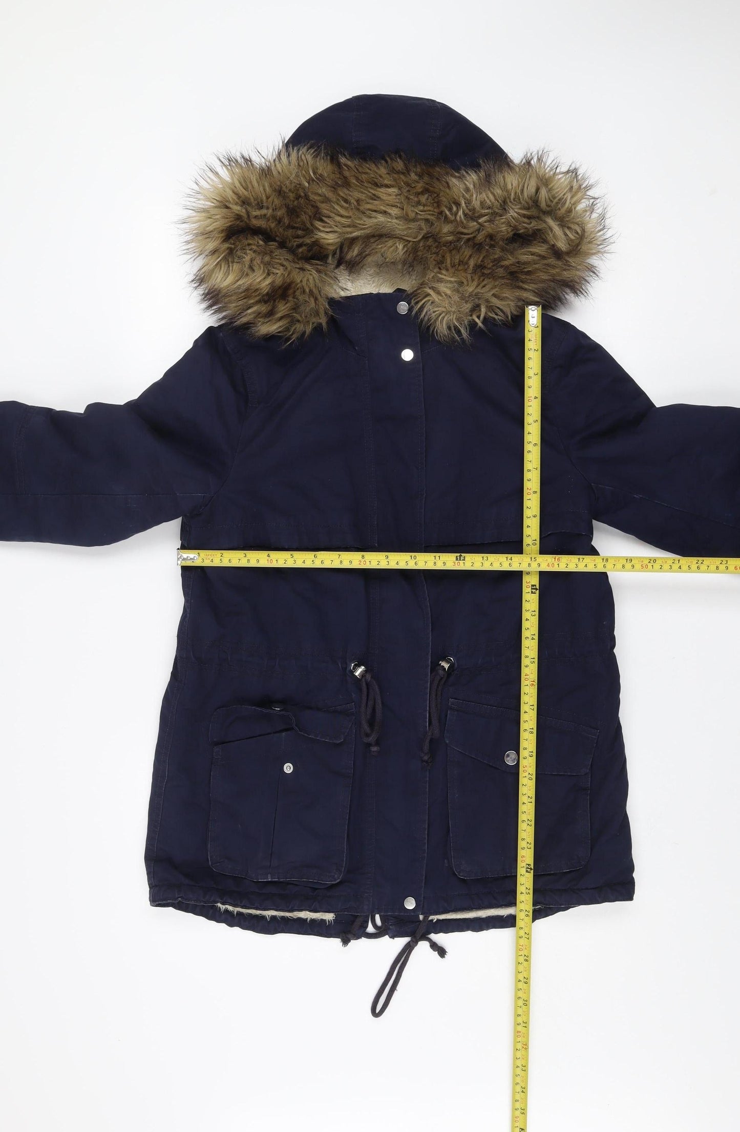 Womens UK Size 10 H&M Blue Parka Coat