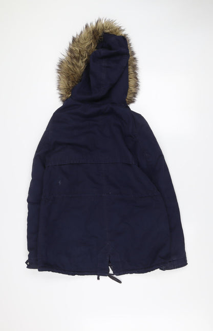 Womens UK Size 10 H&M Blue Parka Coat