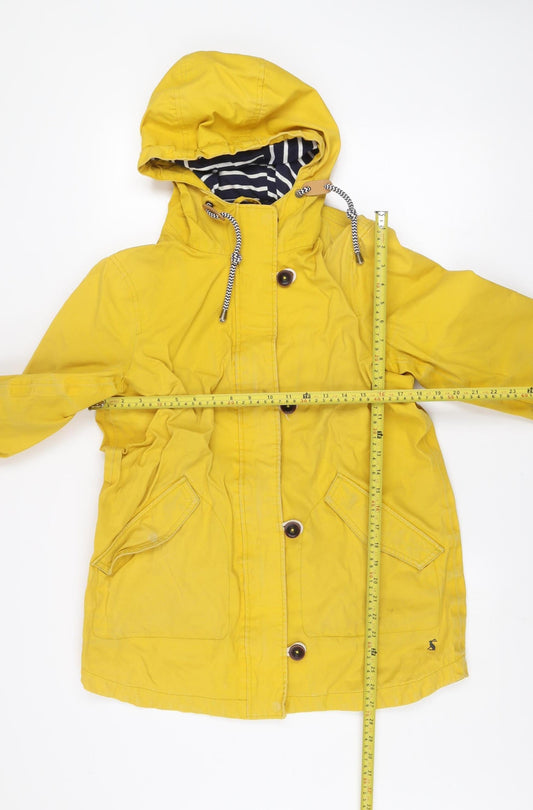 Joules Women’s Yellow Raincoat UK 12 Waterproof Hooded Mid-Length Jacket