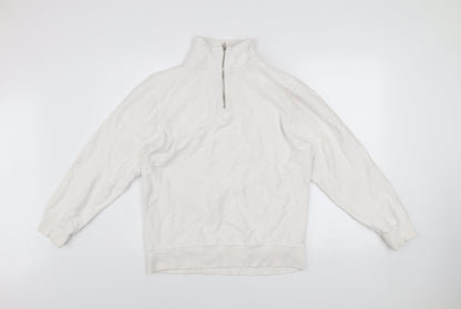 F&F Men’s White 1/4 Zip High Neck Sweatshirt Size M