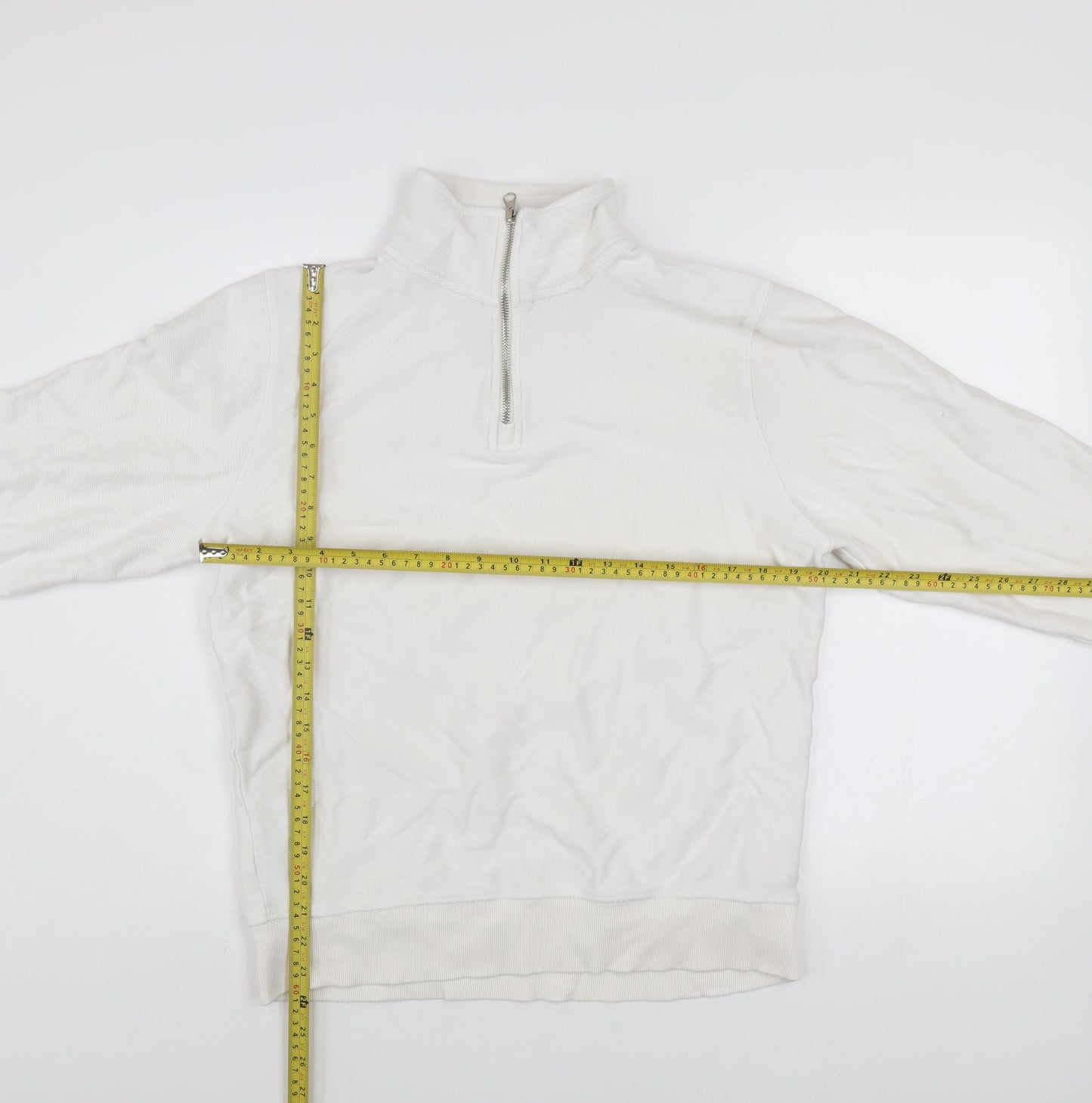 F&F Men’s White 1/4 Zip High Neck Sweatshirt Size M