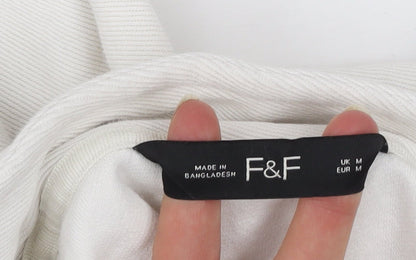 F&F Men’s White 1/4 Zip High Neck Sweatshirt Size M