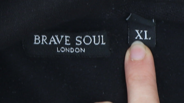 Mens UK Size XL Brave Soul Black Pullover Hoodie