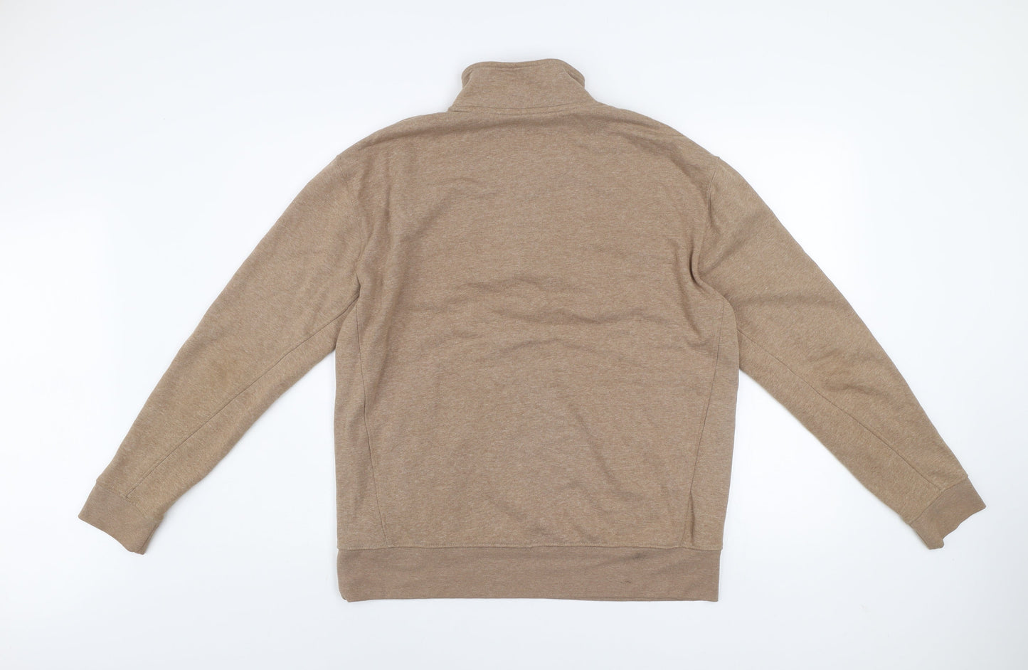 Zara Men's Beige 1/4 Zip Mock Neck Sweatshirt Size M