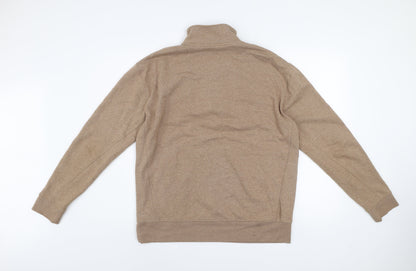 Zara Men's Beige 1/4 Zip Mock Neck Sweatshirt Size M