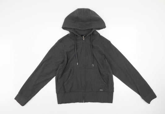 George Women Grey M Full Zip Hooded Activewear Jacket