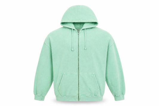 Front view of Pull&Bear Teens Green Full Zip Hooded Basic Jacket S