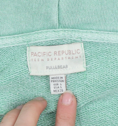 Pull&Bear Teens Green Full Zip Hooded Basic Jacket S