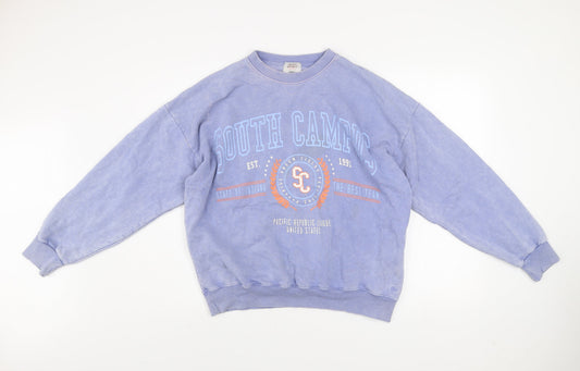 Womens UK Size 10 Pull&Bear Blue Pullover Sweatshirt