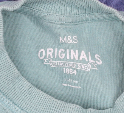 Marks and Spencer Boys Blue Colourblock Cotton Sweatshirt 11-12 Years