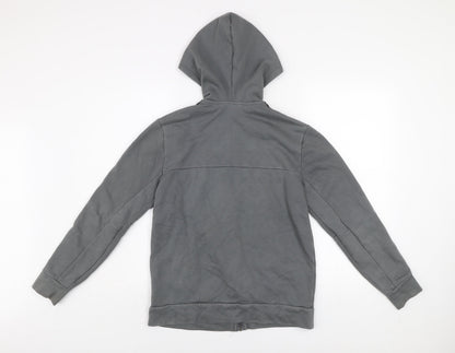 Adidas Boys Grey Hooded Track Jacket 13-14 Years Full Zip Cotton Blend