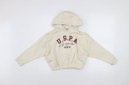 Girls UK Size 7-8 Years U.S. Polo Assn. Ivory Pullover Hoodie