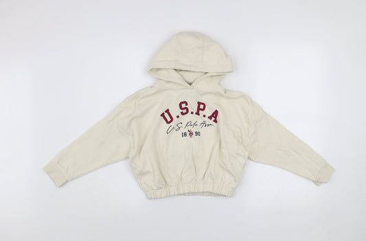 Girls UK Size 7-8 Years U.S. Polo Assn. Ivory Pullover Hoodie