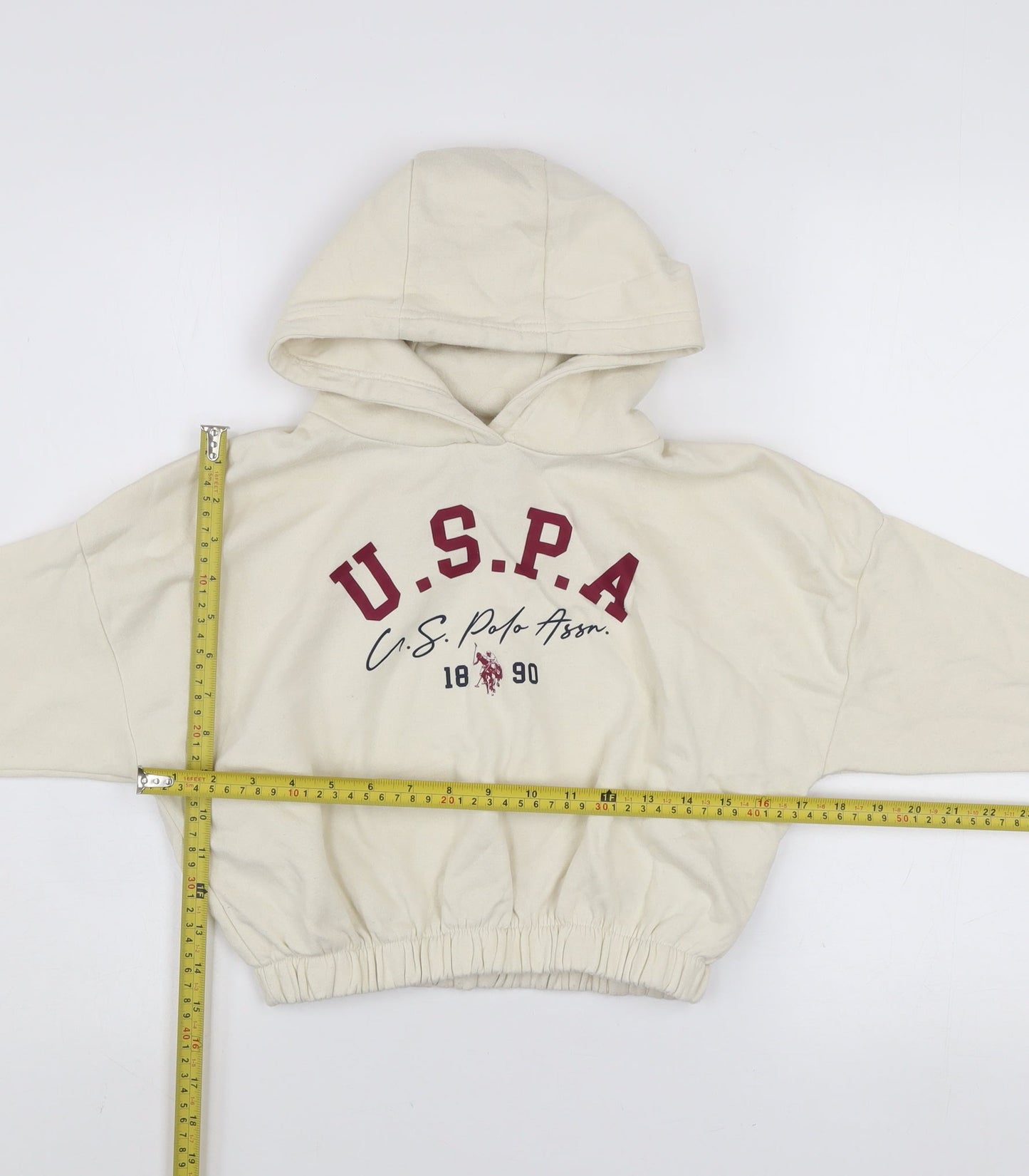 Girls UK Size 7-8 Years U.S. Polo Assn. Ivory Pullover Hoodie