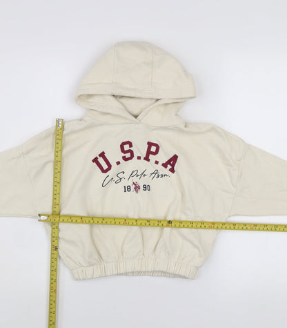 Girls UK Size 7-8 Years U.S. Polo Assn. Ivory Pullover Hoodie