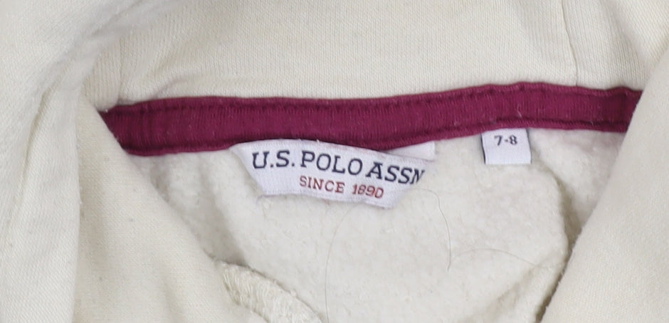 Girls UK Size 7-8 Years U.S. Polo Assn. Ivory Pullover Hoodie
