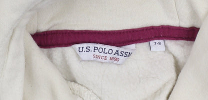 Girls UK Size 7-8 Years U.S. Polo Assn. Ivory Pullover Hoodie