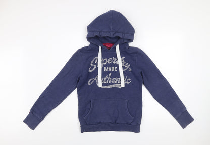 Mens UK Size S Superdry Blue Pullover Hoodie