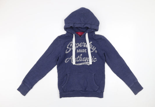 Mens UK Size S Superdry Blue Pullover Hoodie