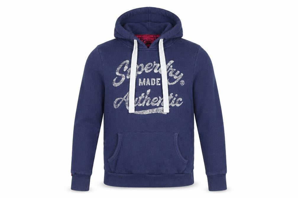 Mens UK Size S Superdry Blue Pullover Hoodie
