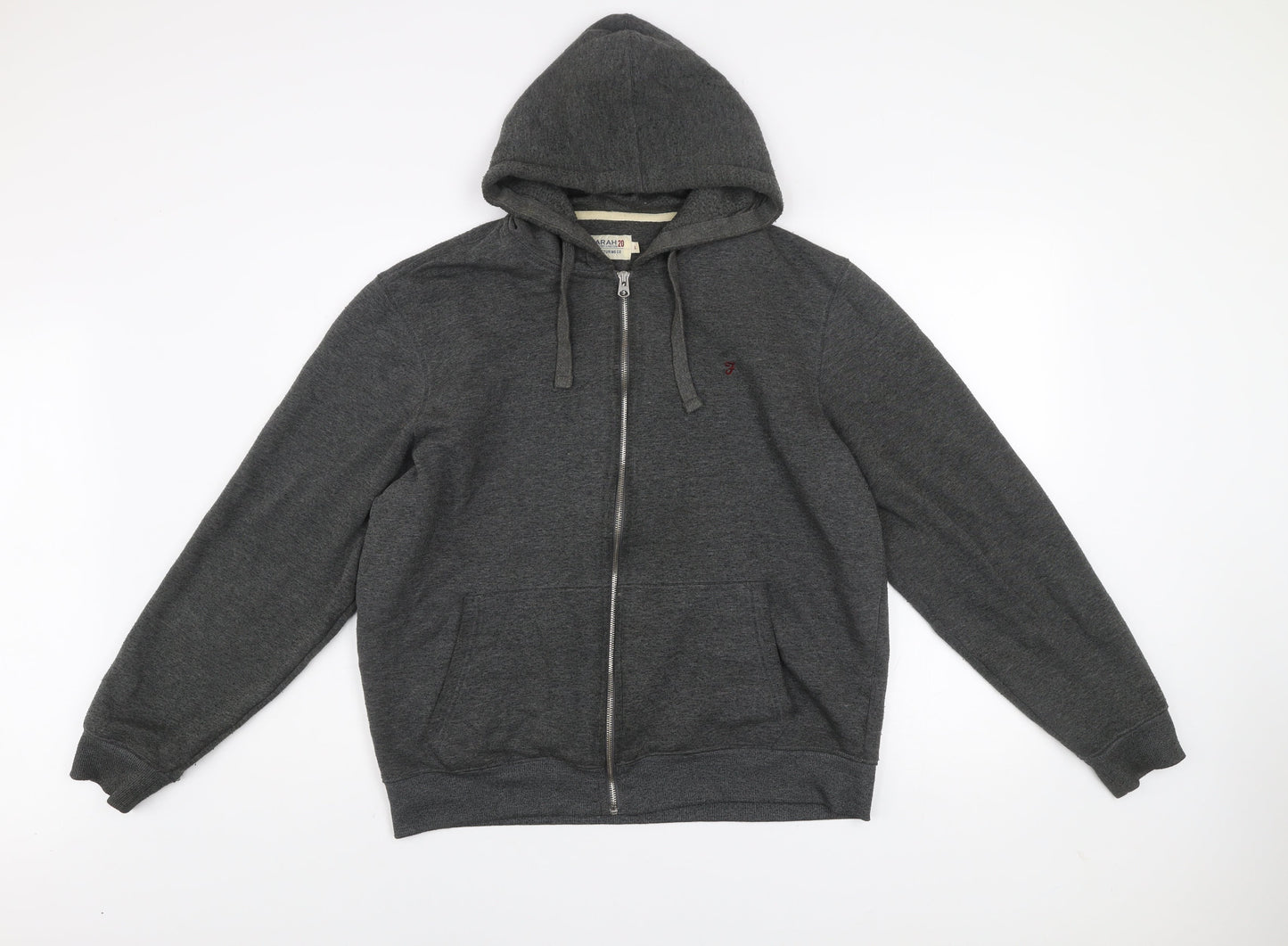 Farah Men's Grey L Basic Zip Hoodie Jacket Cotton Blend