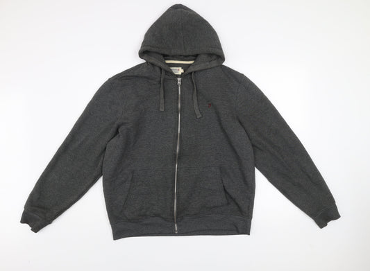 Farah Men's Grey L Basic Zip Hoodie Jacket Cotton Blend