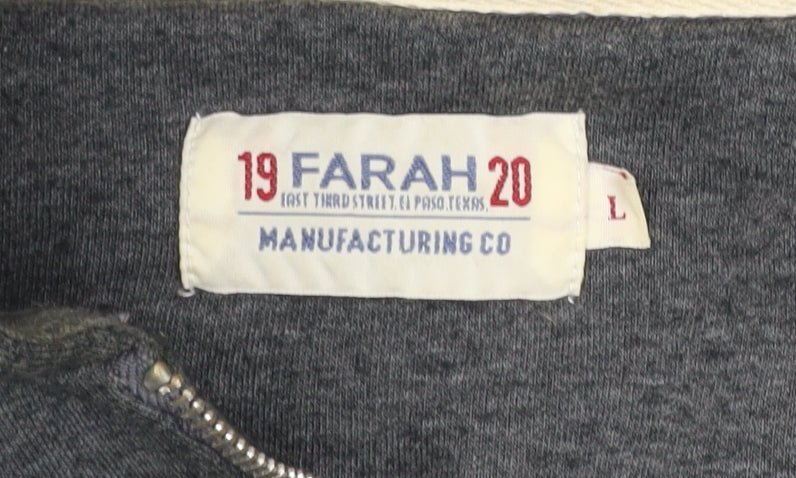 Farah Men's Grey L Basic Zip Hoodie Jacket Cotton Blend