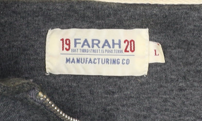 Farah Men's Grey L Basic Zip Hoodie Jacket Cotton Blend