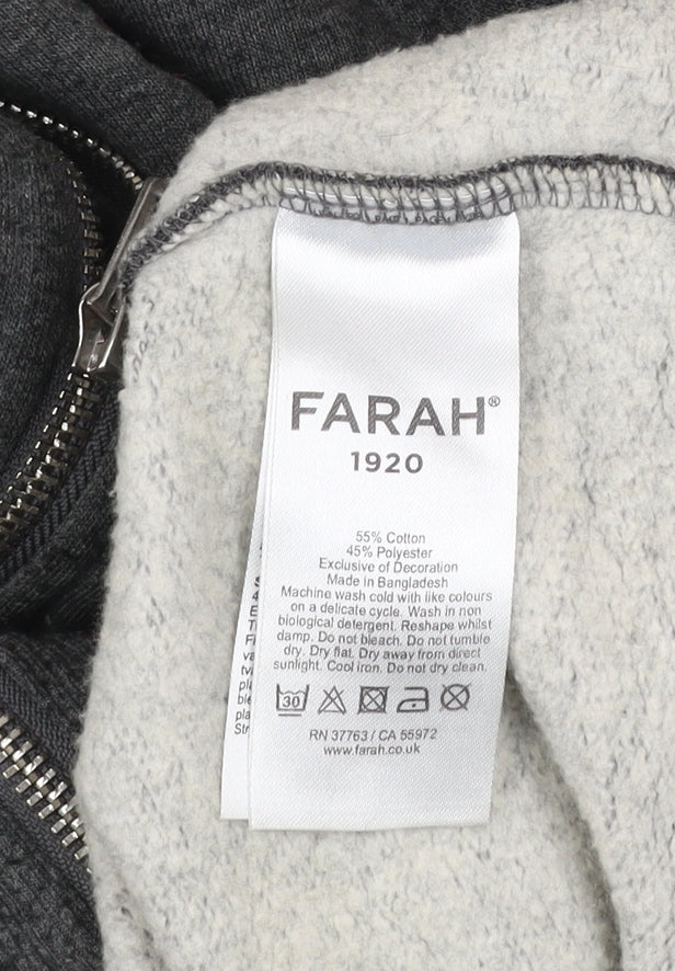 Farah Men's Grey L Basic Zip Hoodie Jacket Cotton Blend