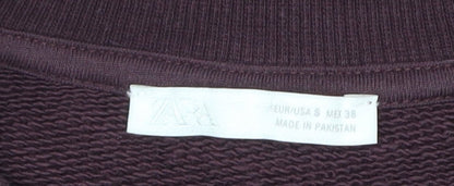 Zara Men Brown Cotton Crew Neck Pullover Sweatshirt Size S