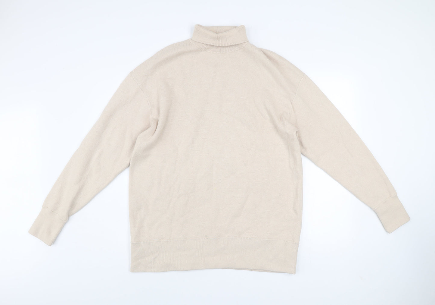 COS Men Beige Roll Neck Wool Cotton Jumper M