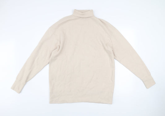 COS Men Beige Roll Neck Wool Cotton Jumper M