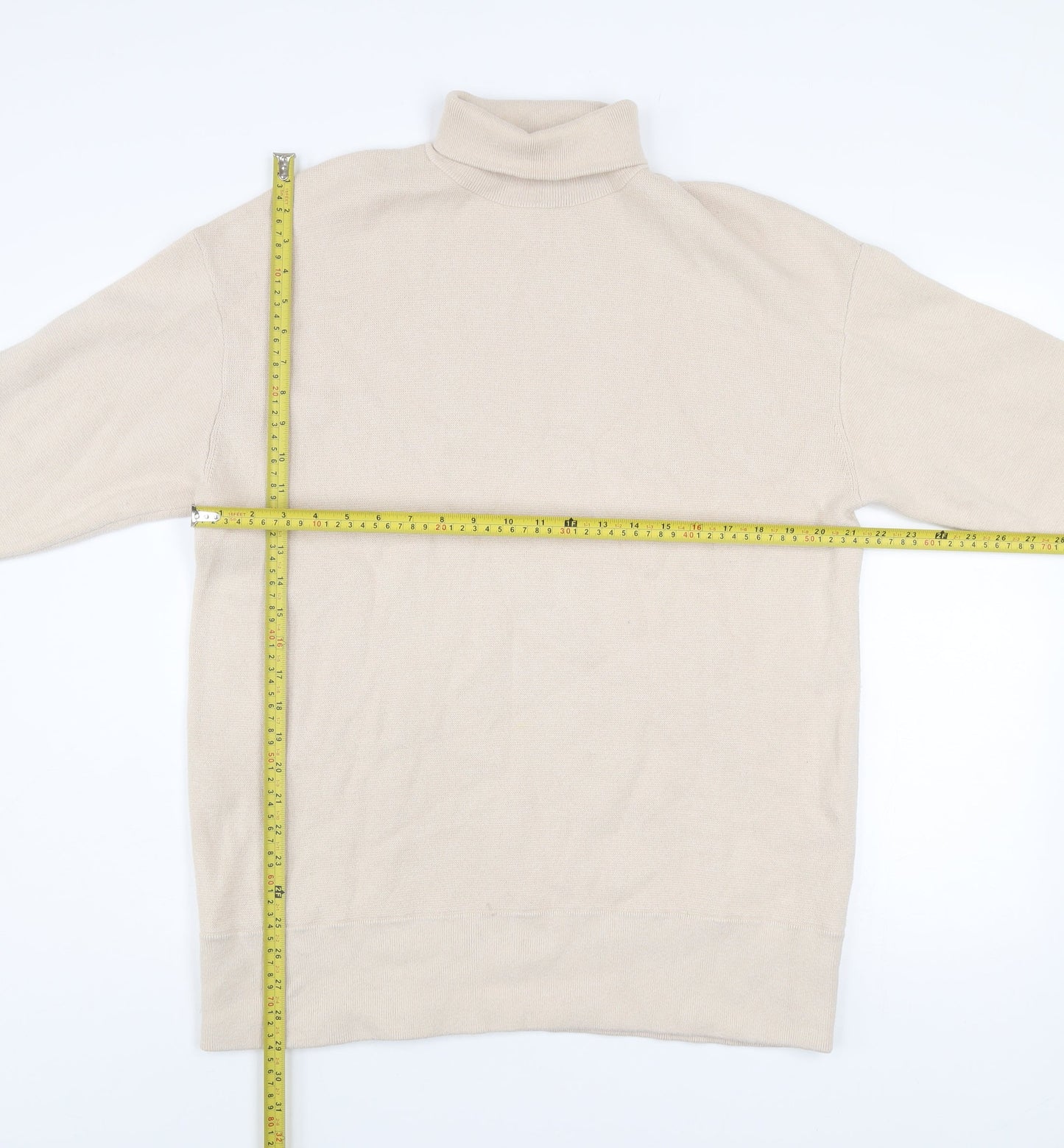 COS Men Beige Roll Neck Wool Cotton Jumper M