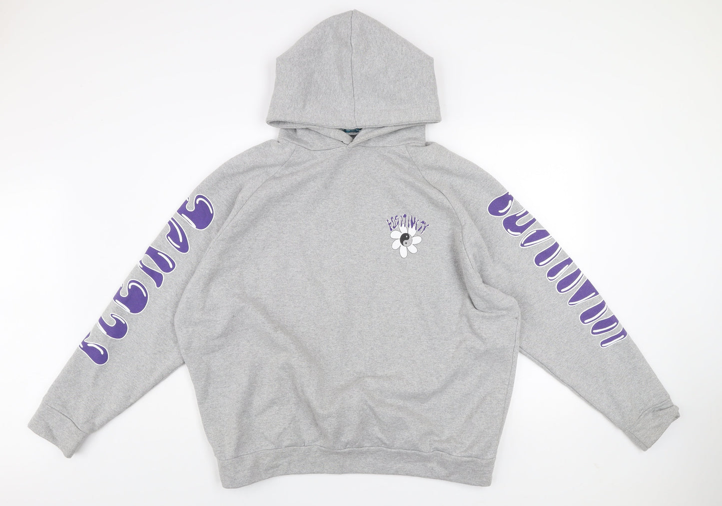 Womens UK Size L Alaçati Style Grey Pullover Hoodie
