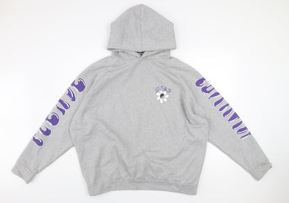 Womens UK Size L Alaçati Style Grey Pullover Hoodie
