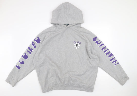 Womens UK Size L Alaçati Style Grey Pullover Hoodie
