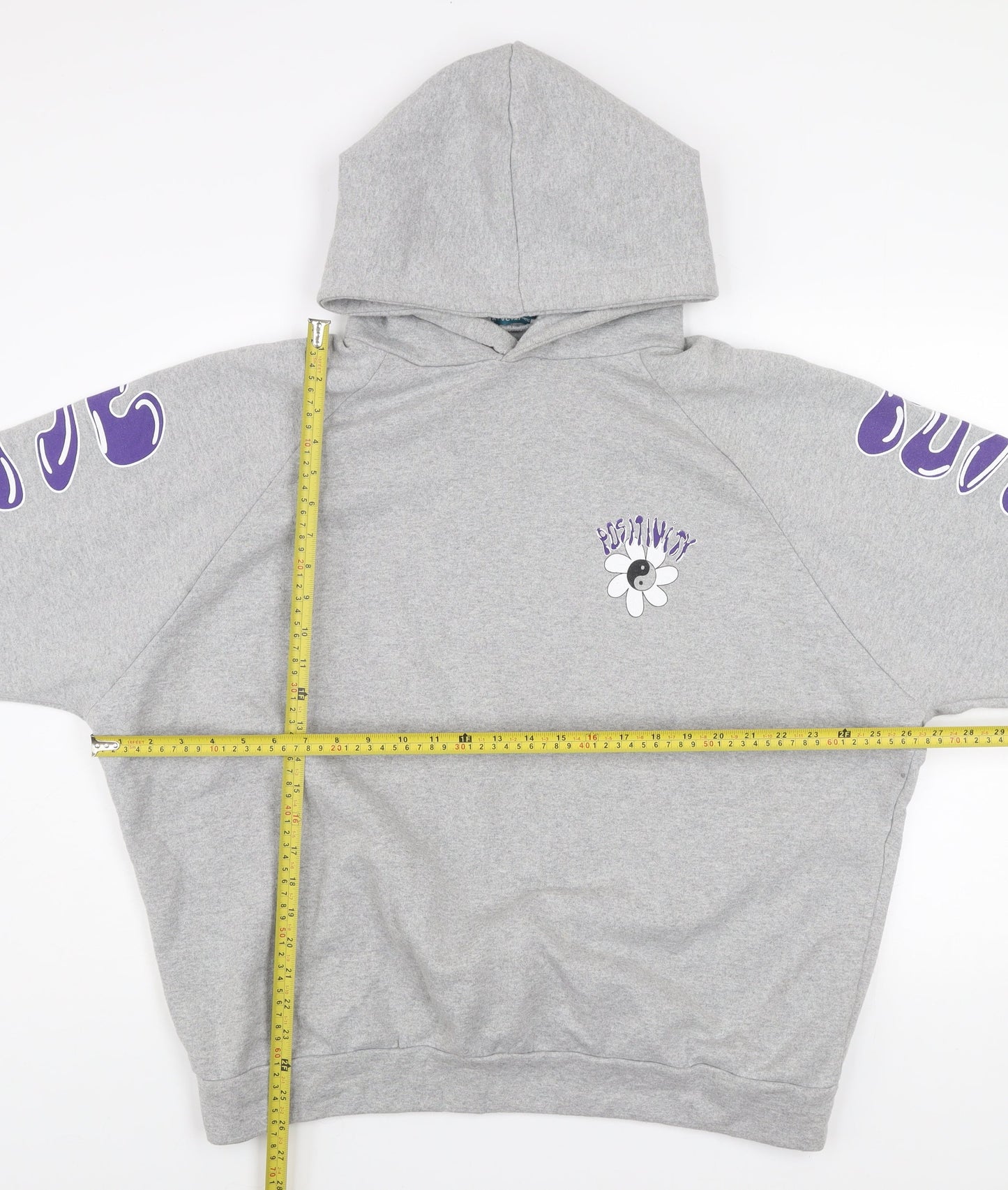 Womens UK Size L Alaçati Style Grey Pullover Hoodie