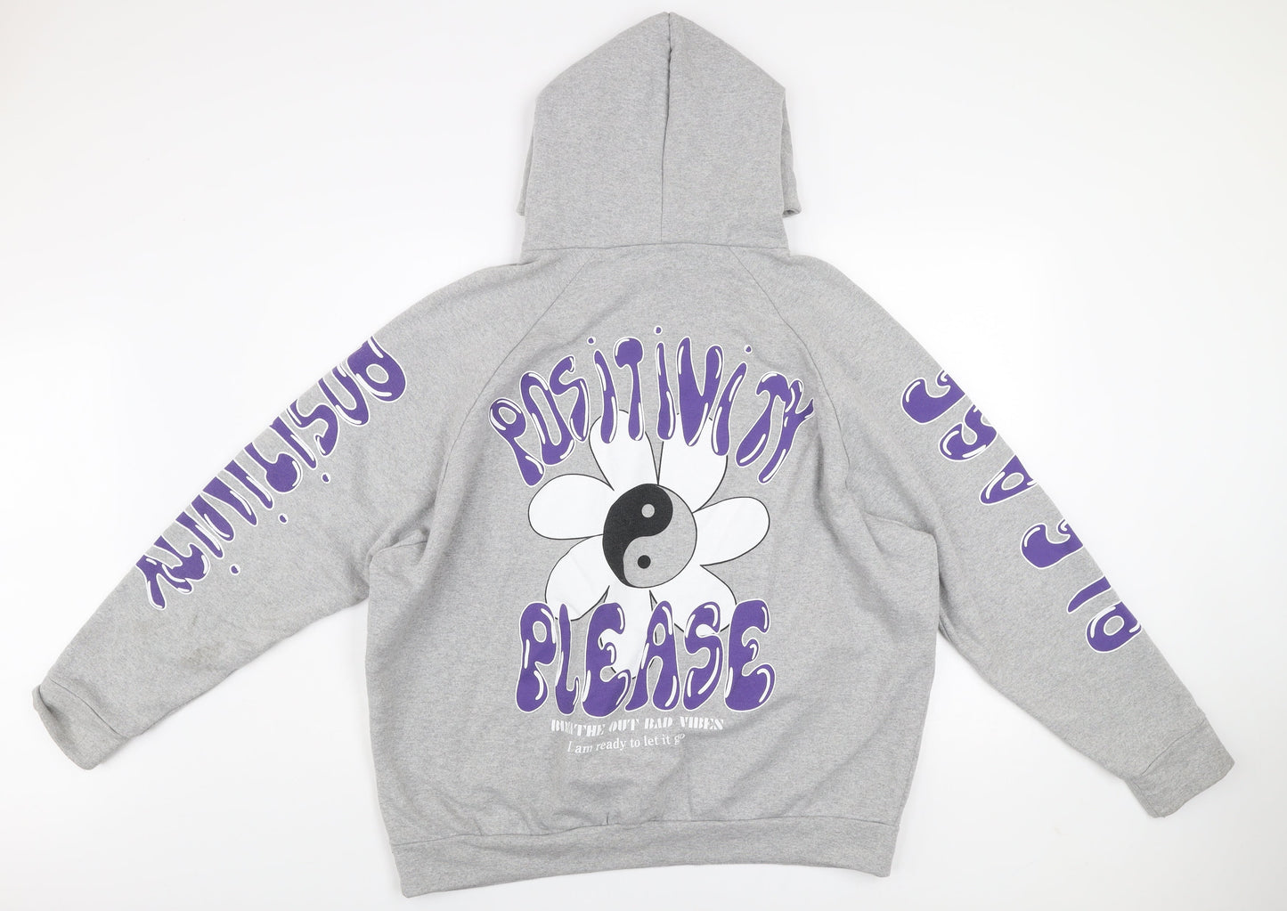 Womens UK Size L Alaçati Style Grey Pullover Hoodie