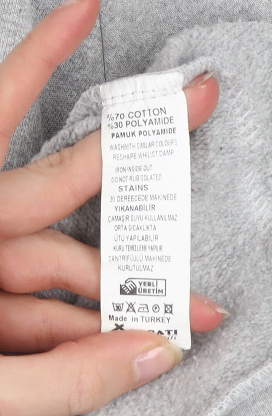 Womens UK Size L Alaçati Style Grey Pullover Hoodie