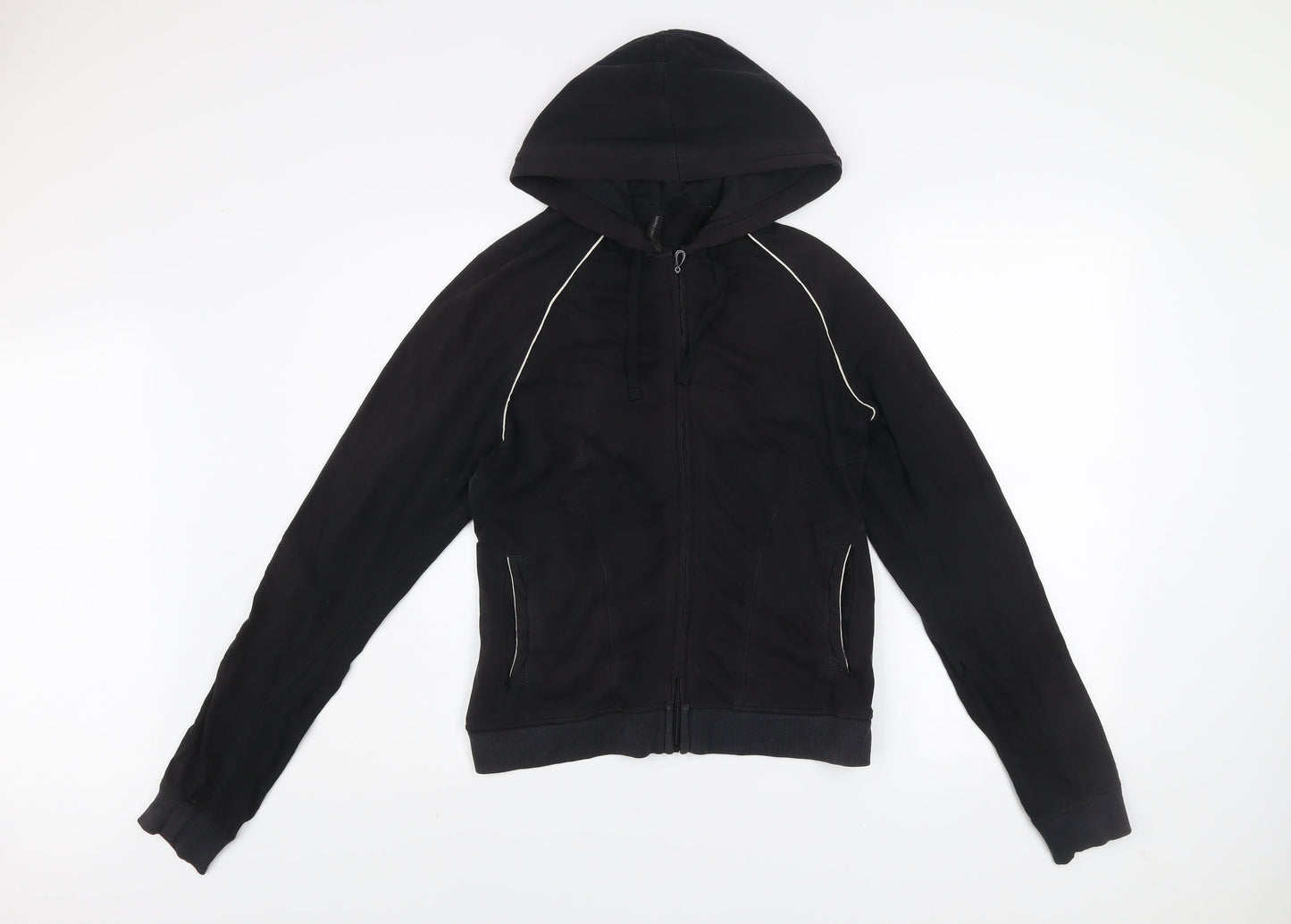 Marks and Spencer Women's Black Hooded Full Zip Active Jacket Size 14