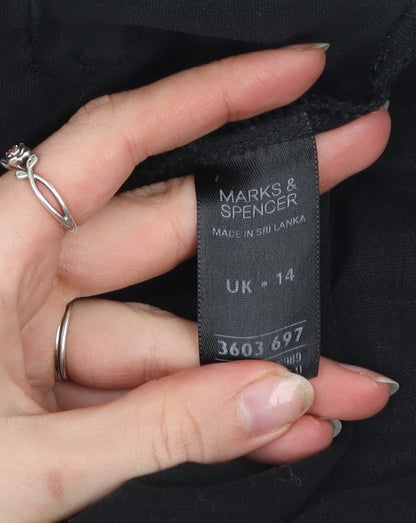 Marks and Spencer Women's Black Hooded Full Zip Active Jacket Size 14