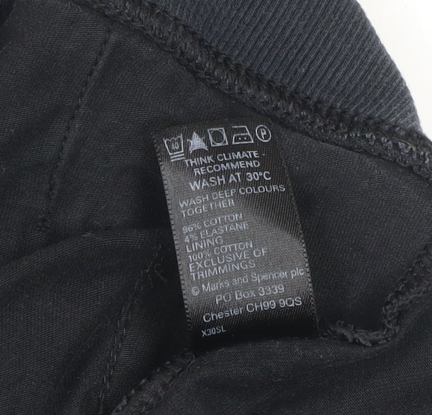 Marks and Spencer Women's Black Hooded Full Zip Active Jacket Size 14